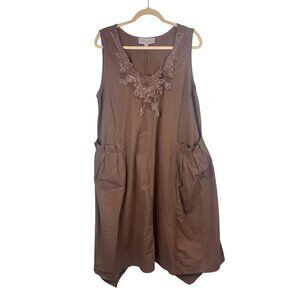 NWT Pretty Angel Brown Sleeveless Lace Embroidered Boho Romantic Dress Fairycore
